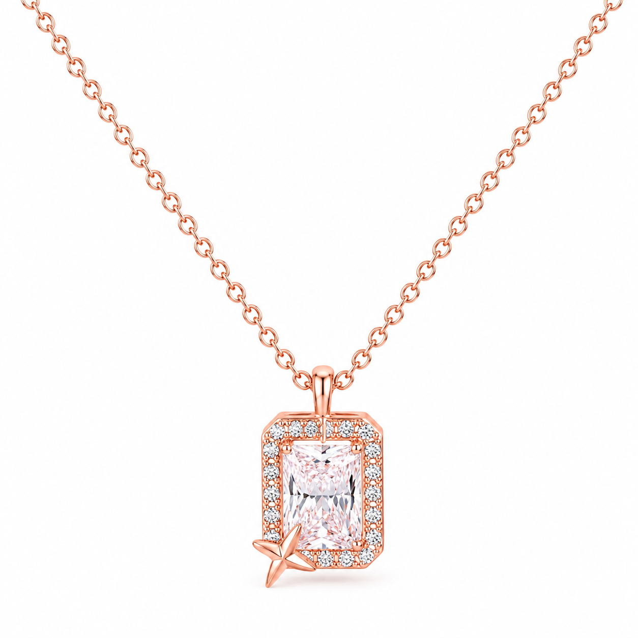 Silver Twilight Spark Square Necklace