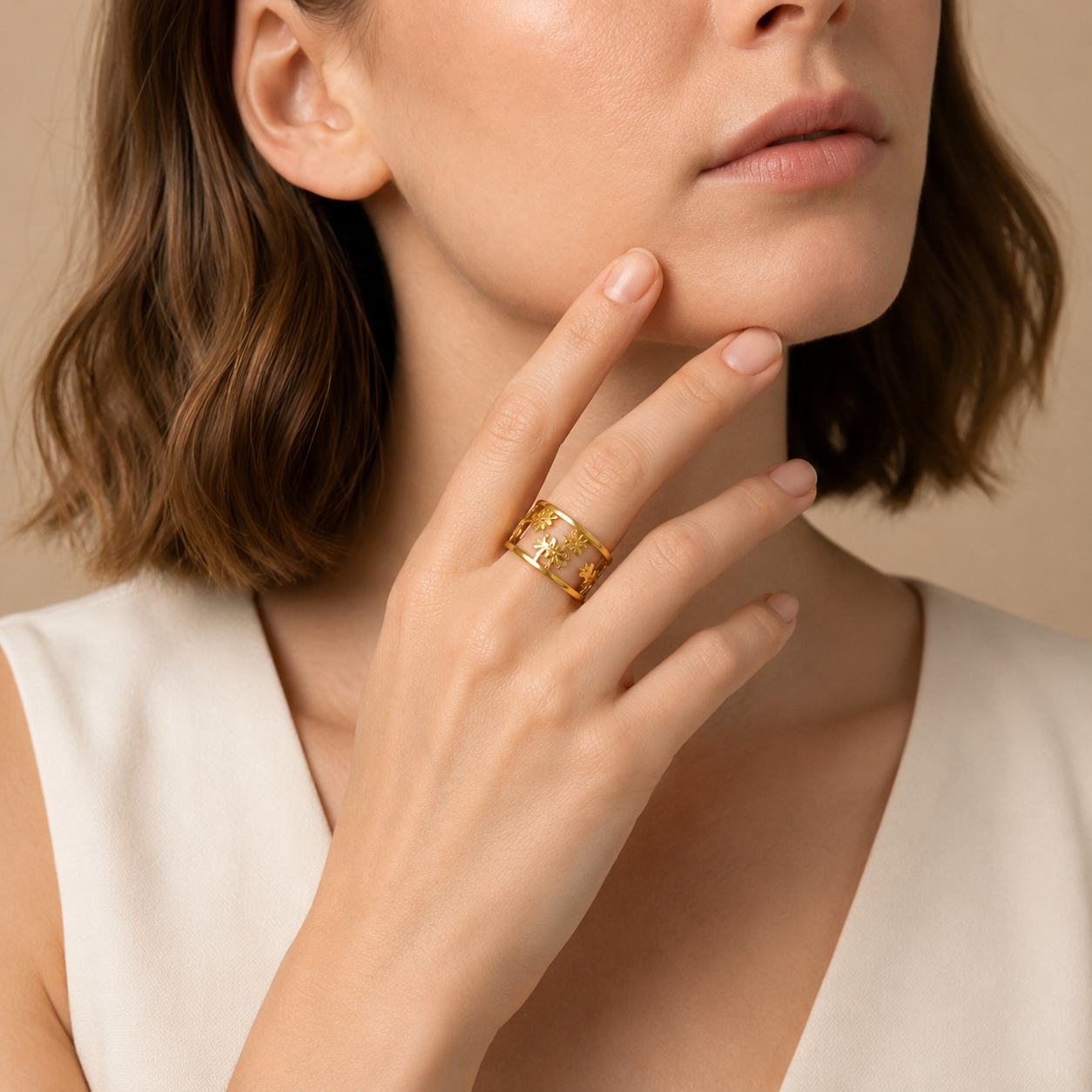 Demi Fine Floral Bloom Open Ring