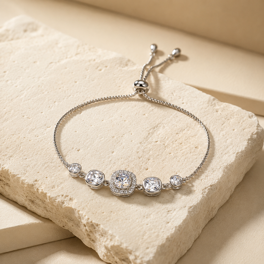 Silver Classic Solitaire Bracelet