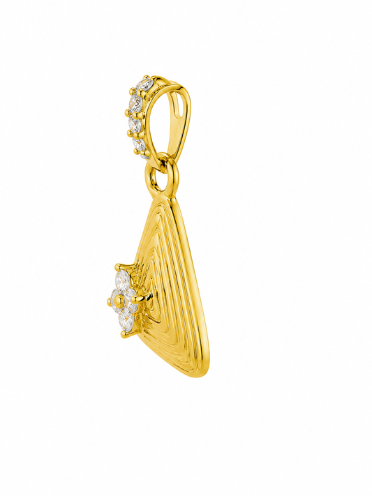 9K Gold Geometric Triangle Crystal Pendant