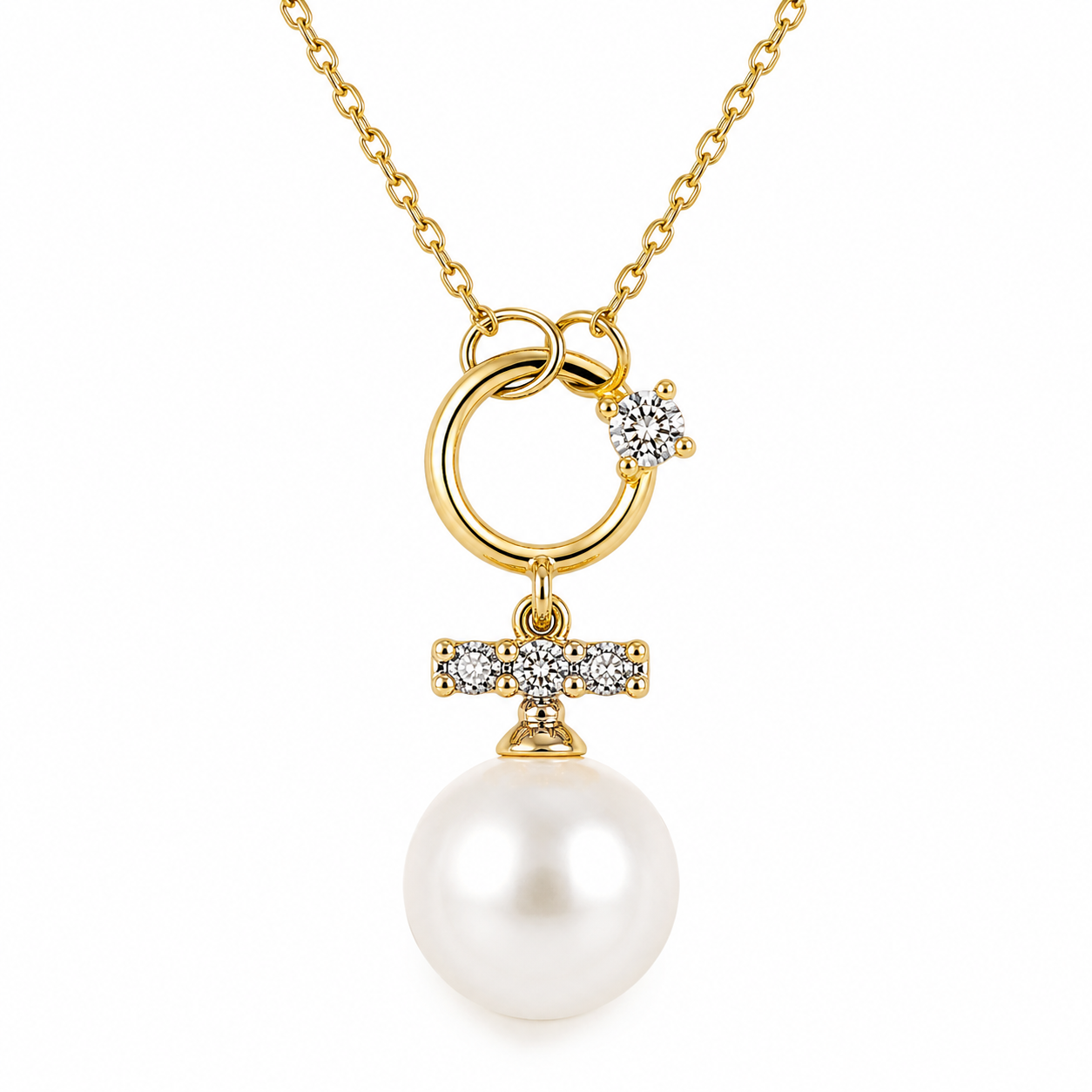 Silver Luna Pearl Drop  Necklaces