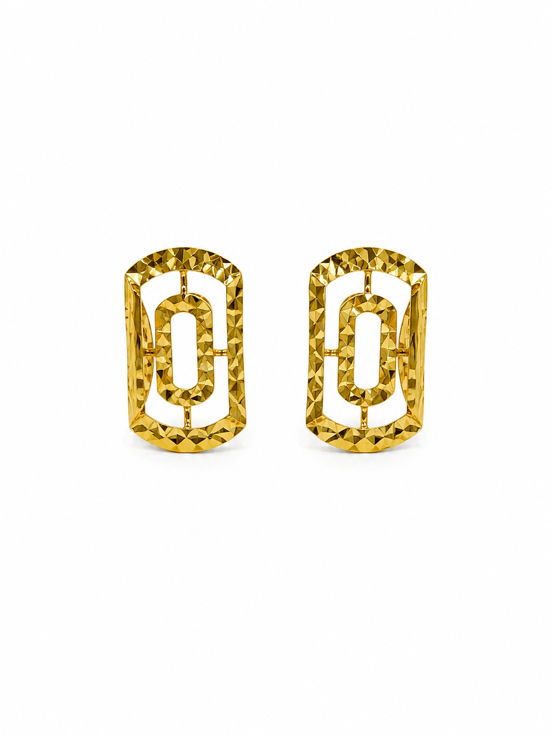 Geometric Frame 9K Gold Earrings