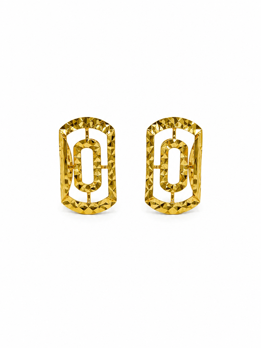 Geometric Frame 9K Gold Earrings