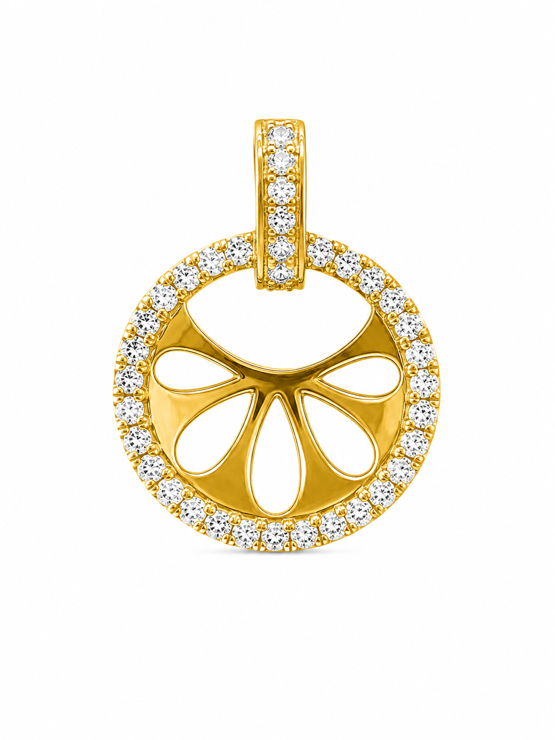 9K Gold Circular Diamond Halo Pendant