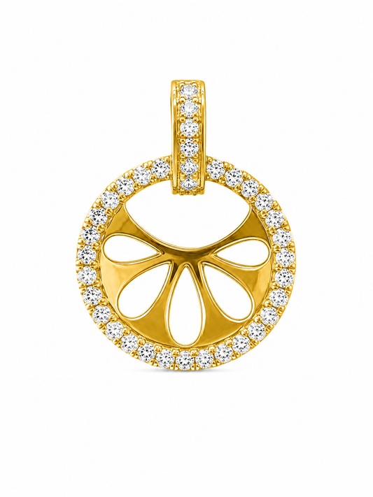 9K Gold Circular Diamond Halo Pendant