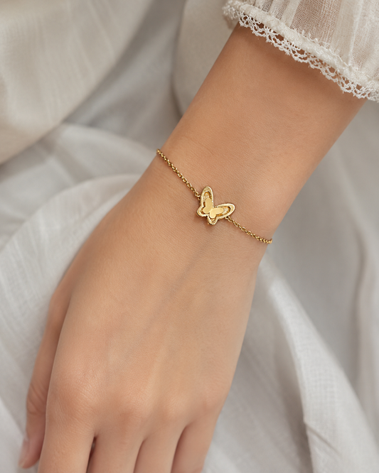 9K Gold Butterfly Charm Bracelet