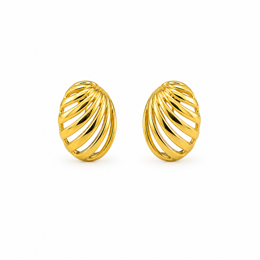 9K Gold Oval Stud Earrings
