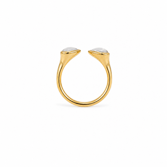 Demi Fine Dual Heart Open Ring