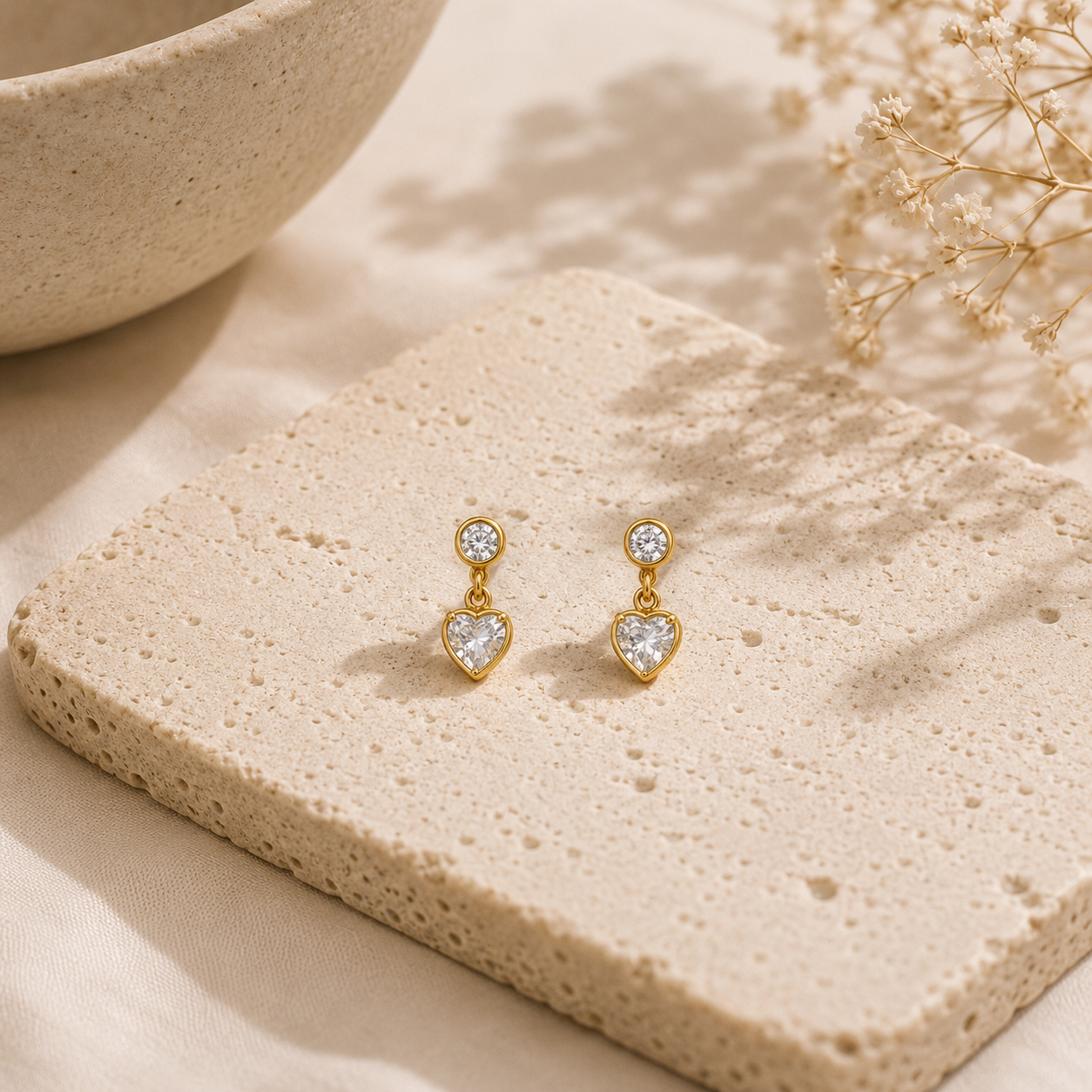 Demi Fine Crystal Heart Drop Earrings