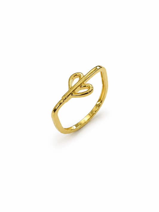 9K Gold Heart Knot Frame Ring