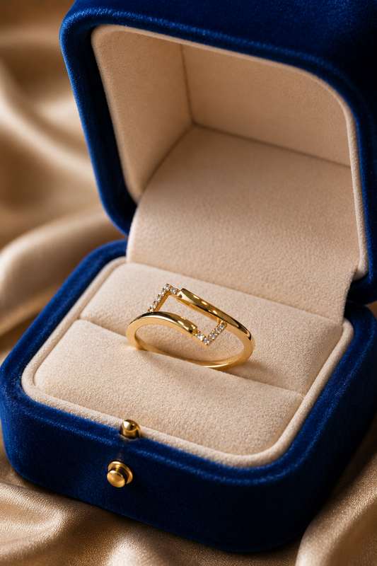 9K Gold Minimalist Diamond Ring (Size - 12)