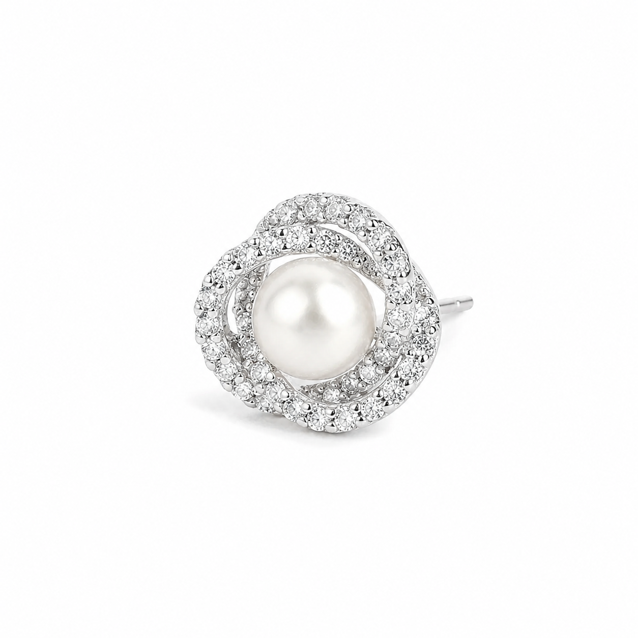 Silver Classic Aura Pearl Earrings