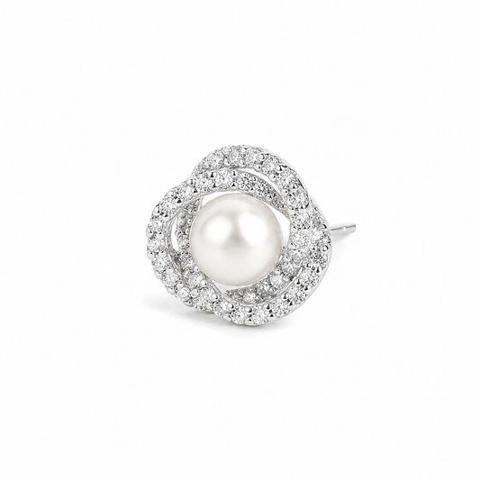 Silver Classic Aura Pearl Earrings
