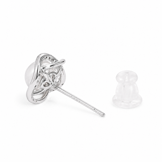 Silver Grace Loop Pearl Studs