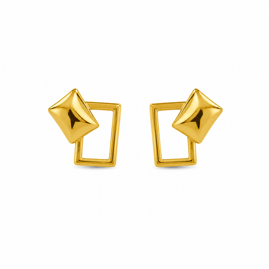 9K Gold Geometric Pyramid Stud Earrings