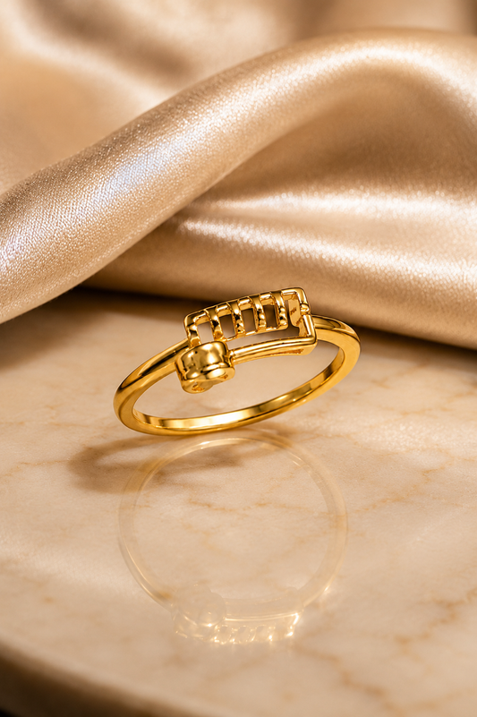 9K Gold Modern Lock Ring (Size -11)