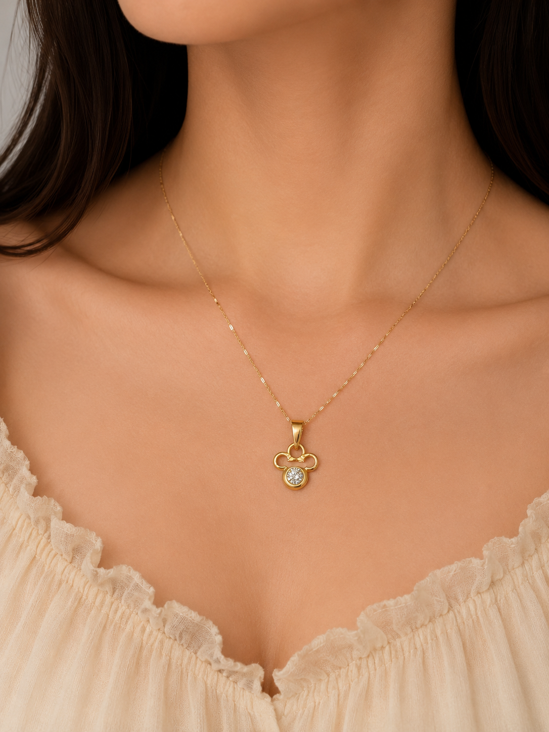 9K Gold Mickey-Inspired Pendant