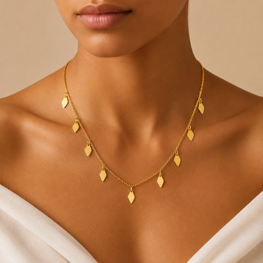 Golden Cascade Charm Necklace