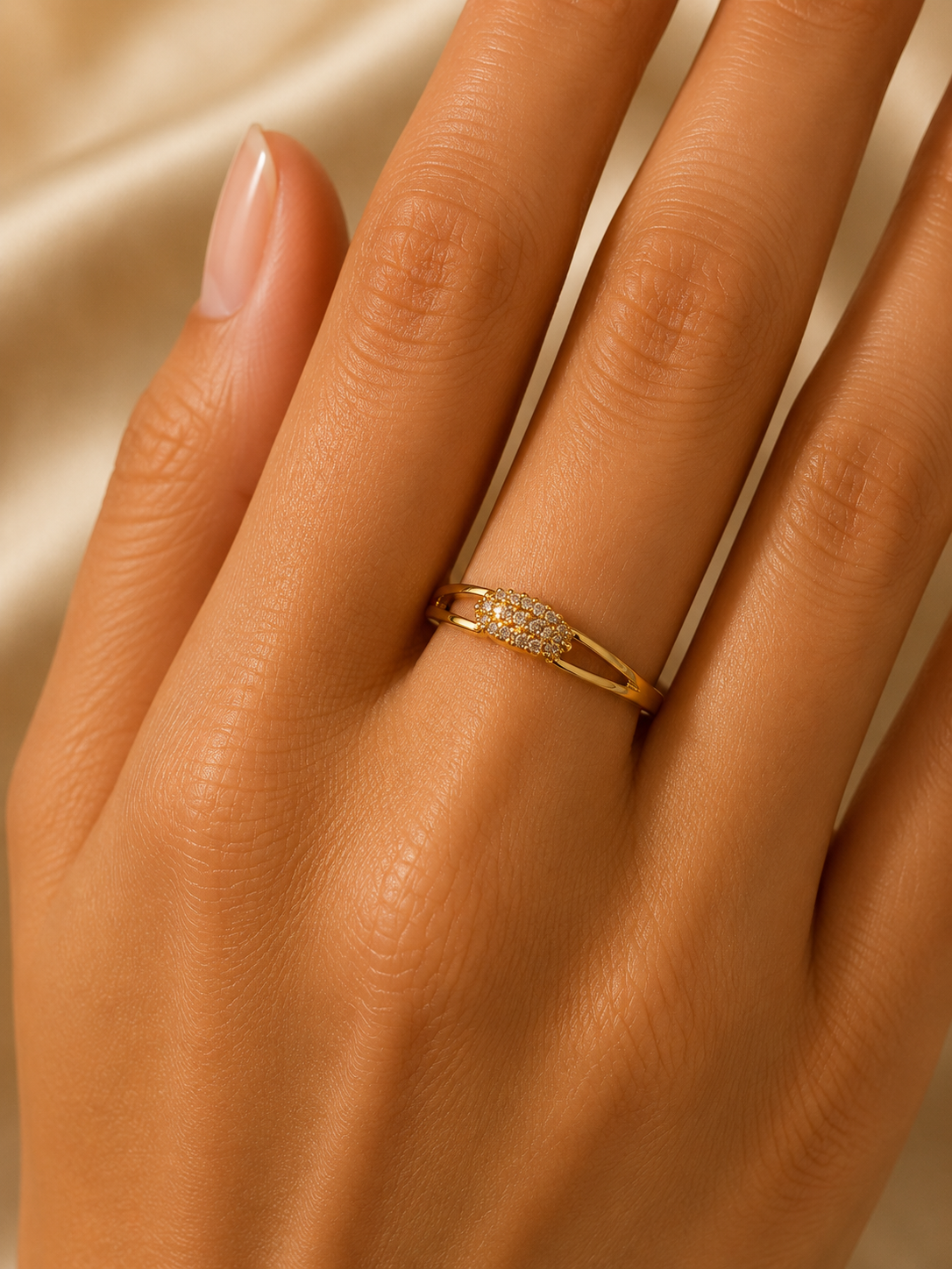 9K Gold Diamond Halo Ring (Size - 12)