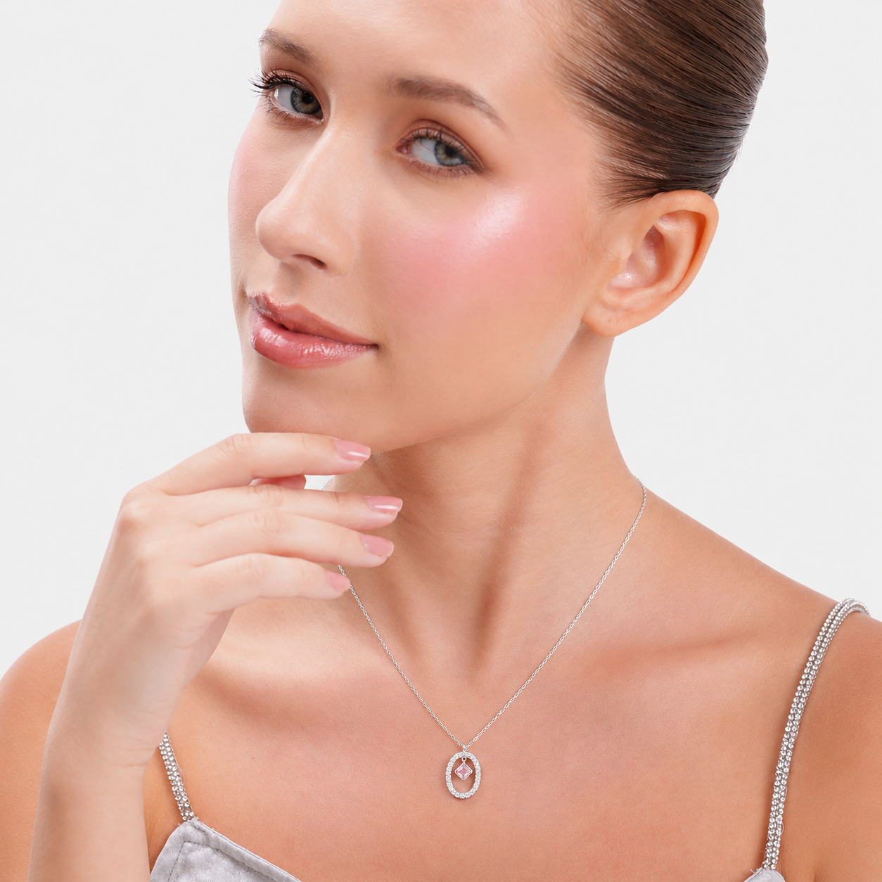 Silver Divine Pink Radiance Necklace