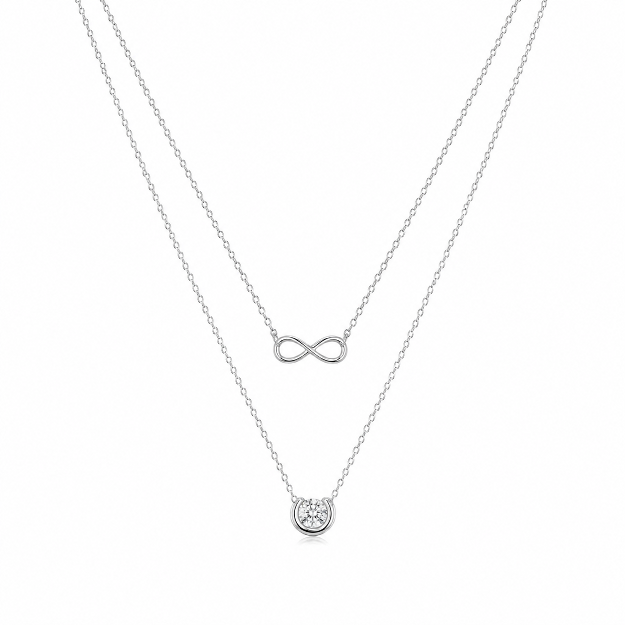 Silver Infinity Layered Necklace