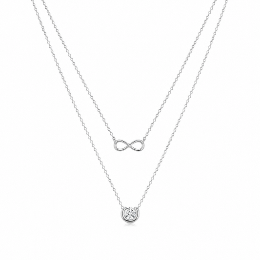 Silver Infinity Layered Necklace