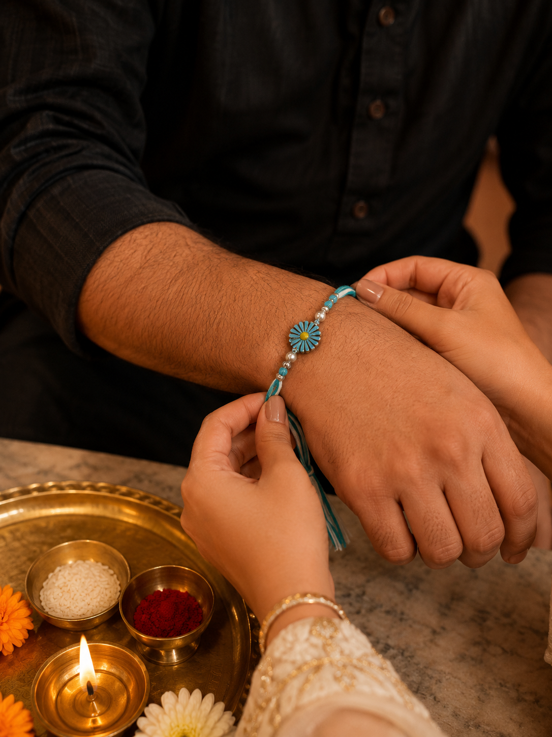 925 Sky Bloom Daisy Rakhi
