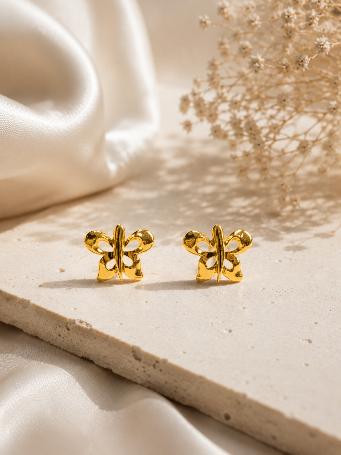 9K Gold Butterfly Stud Earrings