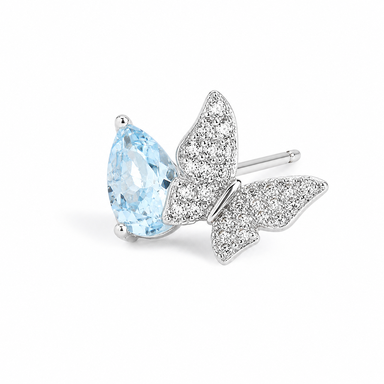 Silver FrostWing Aqua Spark Studs