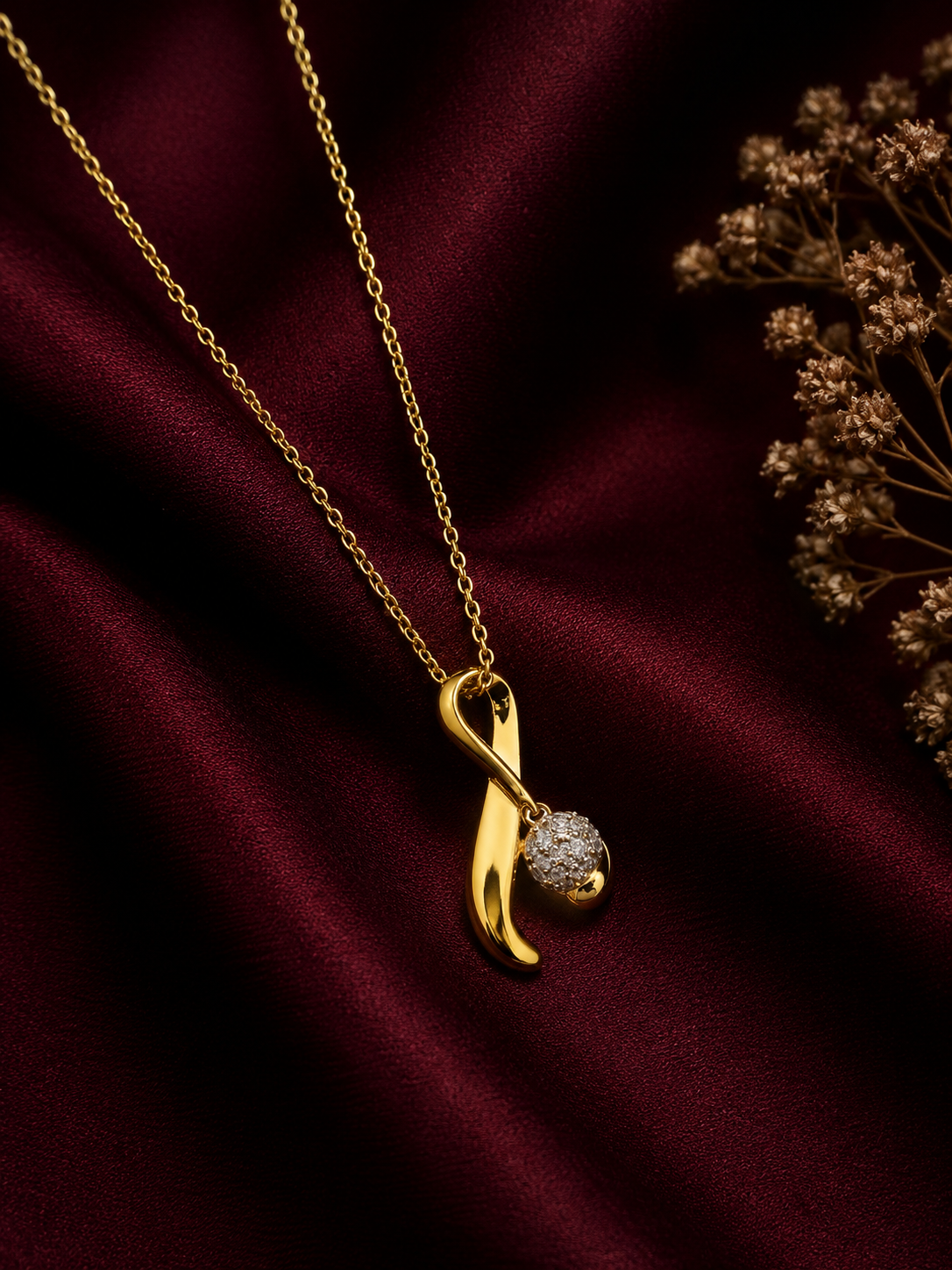 9K Gold Infinity Diamond Pendant