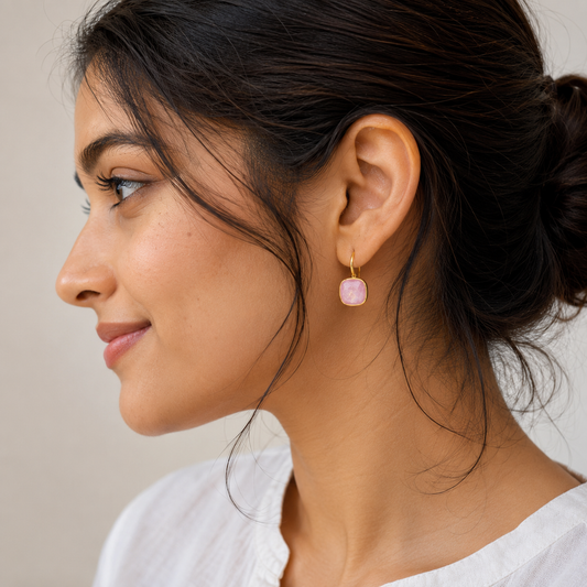 Demi Fine Blush Quartz Drop Earrings