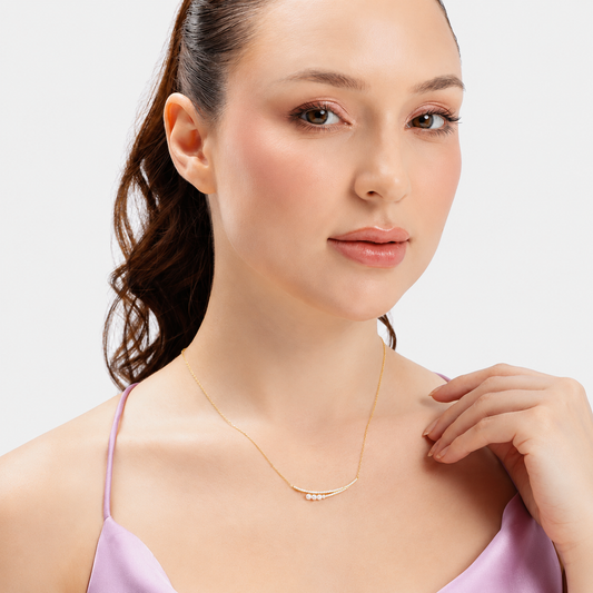 Silver Golden Smile Pearl & Crystal Necklace