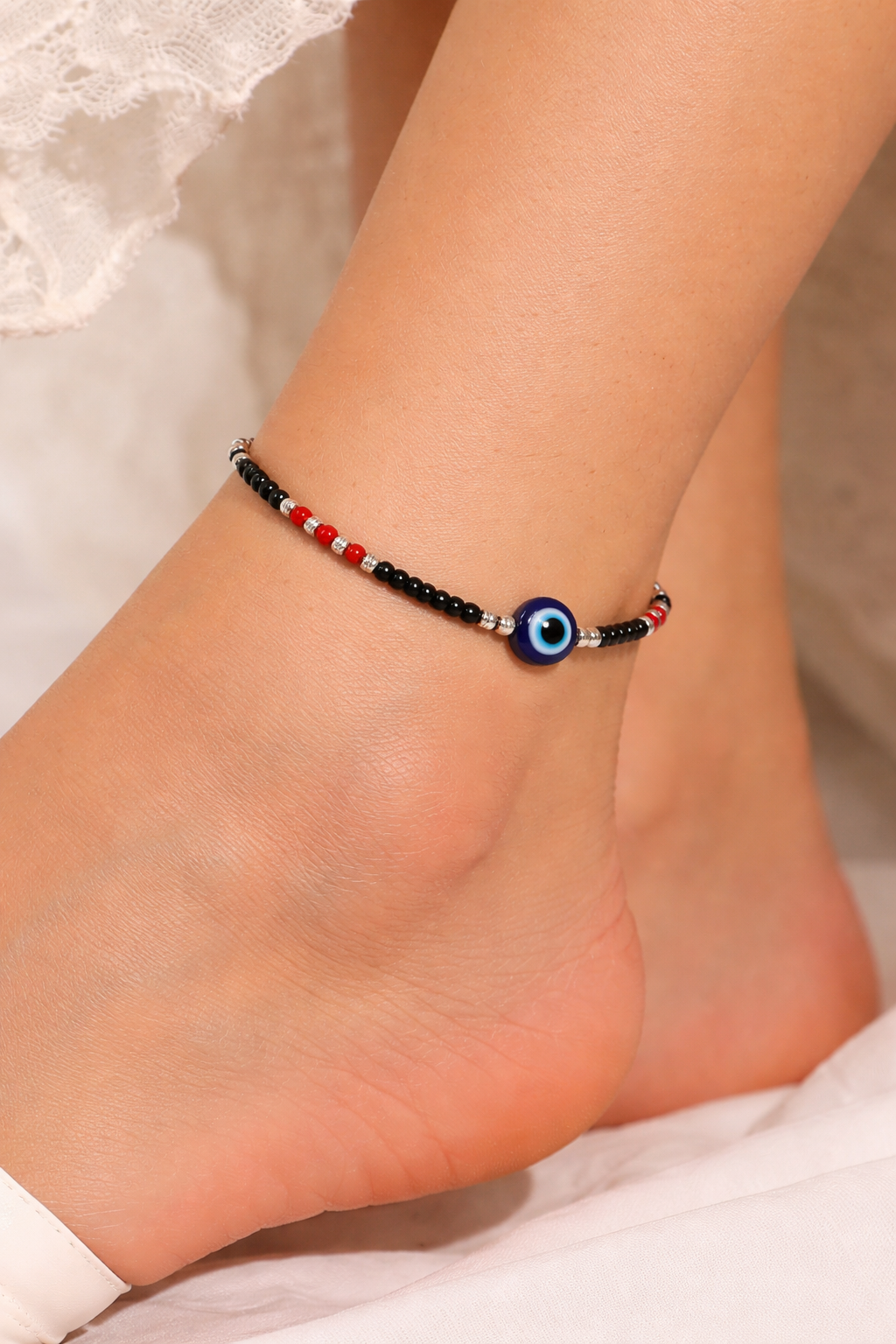 Black & Red Evil Eye Anklet