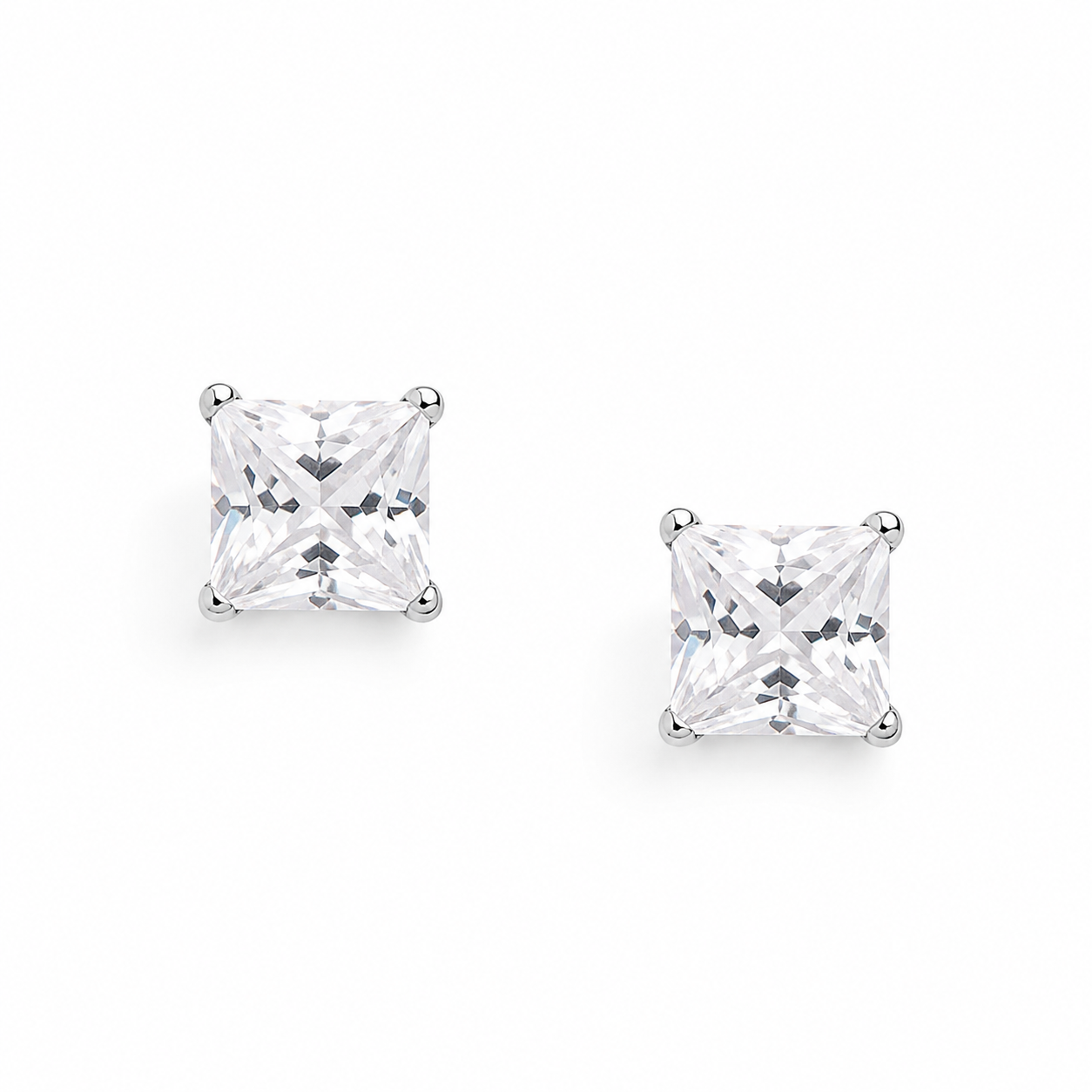 Silver Royal Square Crystal Earrings