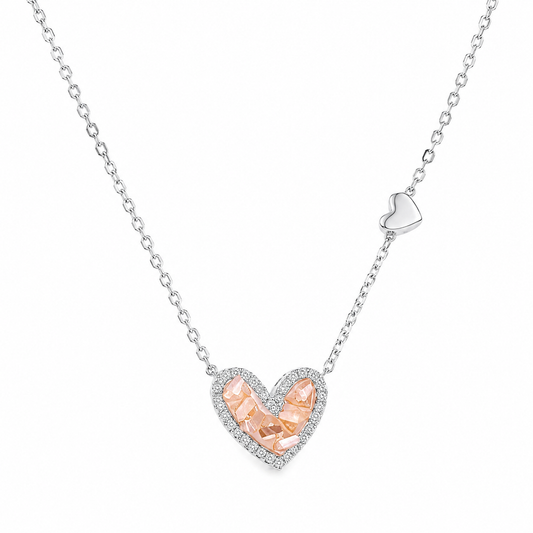 925 Silver Heart Necklace with Shimmering Crystal Centre