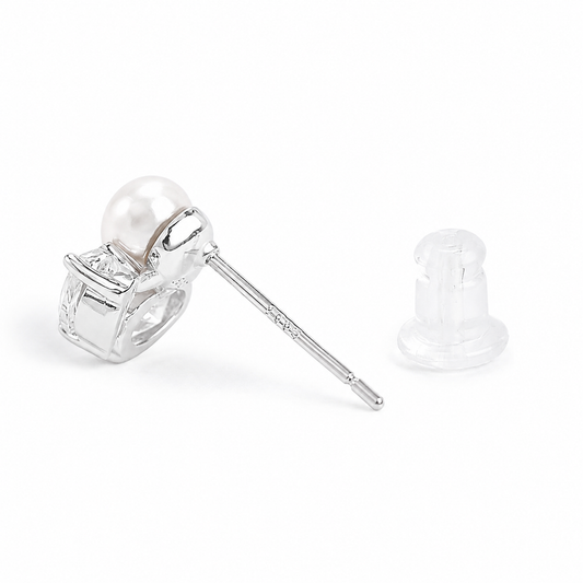 Silver Pearl Fusion Studs