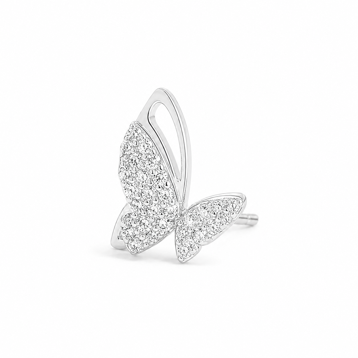 Silver Flutter Spark Butterfly Studs