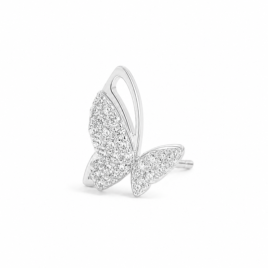 Silver Flutter Spark Butterfly Studs