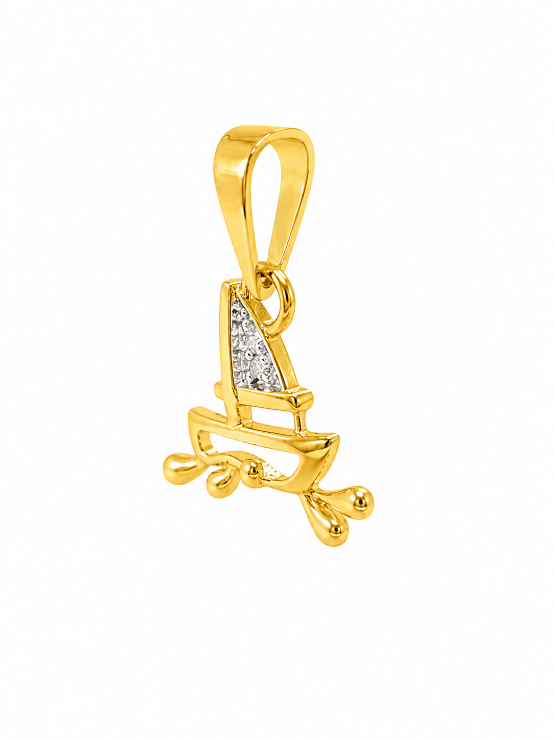 9K Gold Diamond Sailboat Pendant