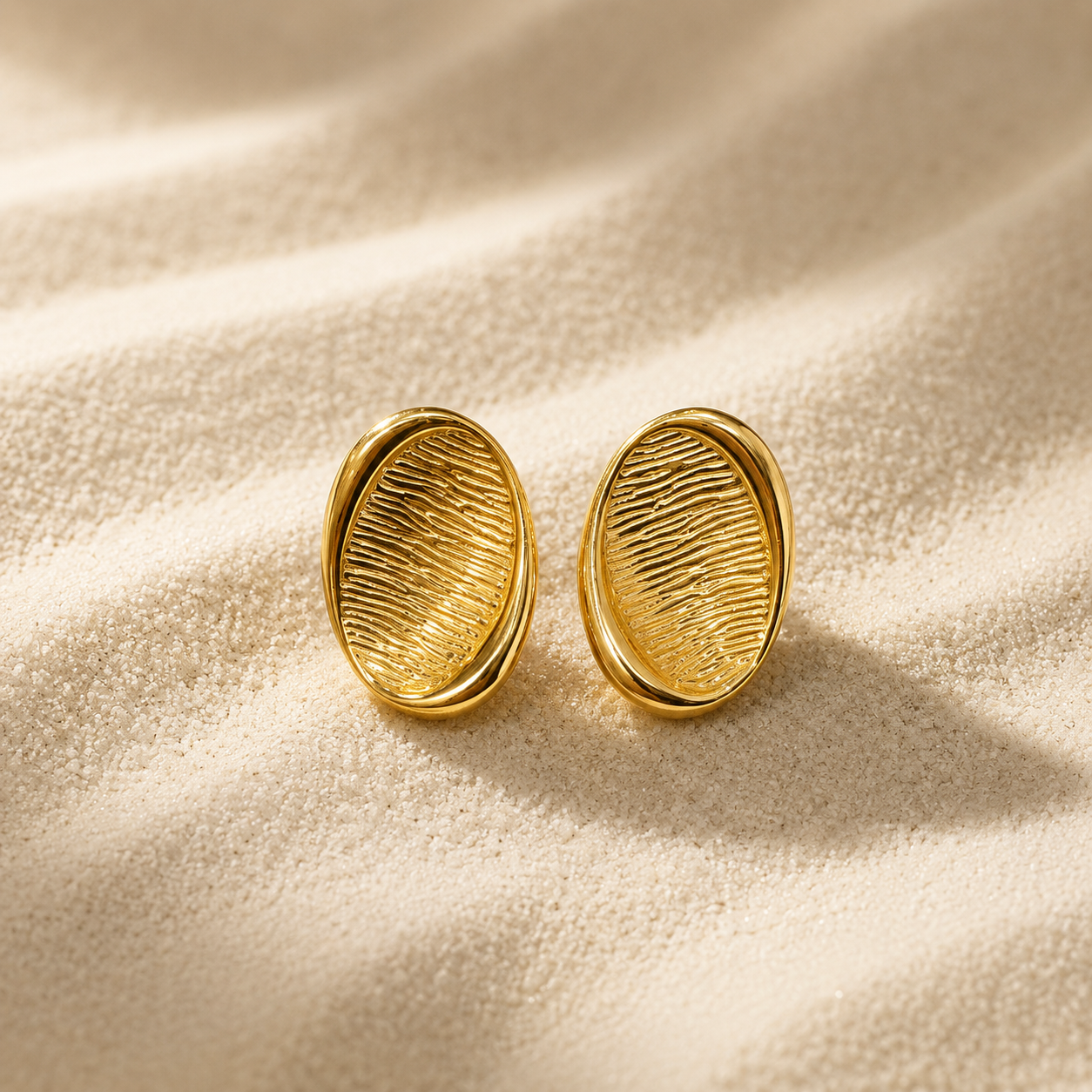 Demi Fine Organic Texture Oval Earrings