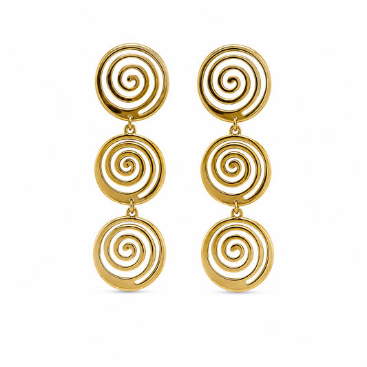 Demi Fine Triple Spiral Drop Earrings
