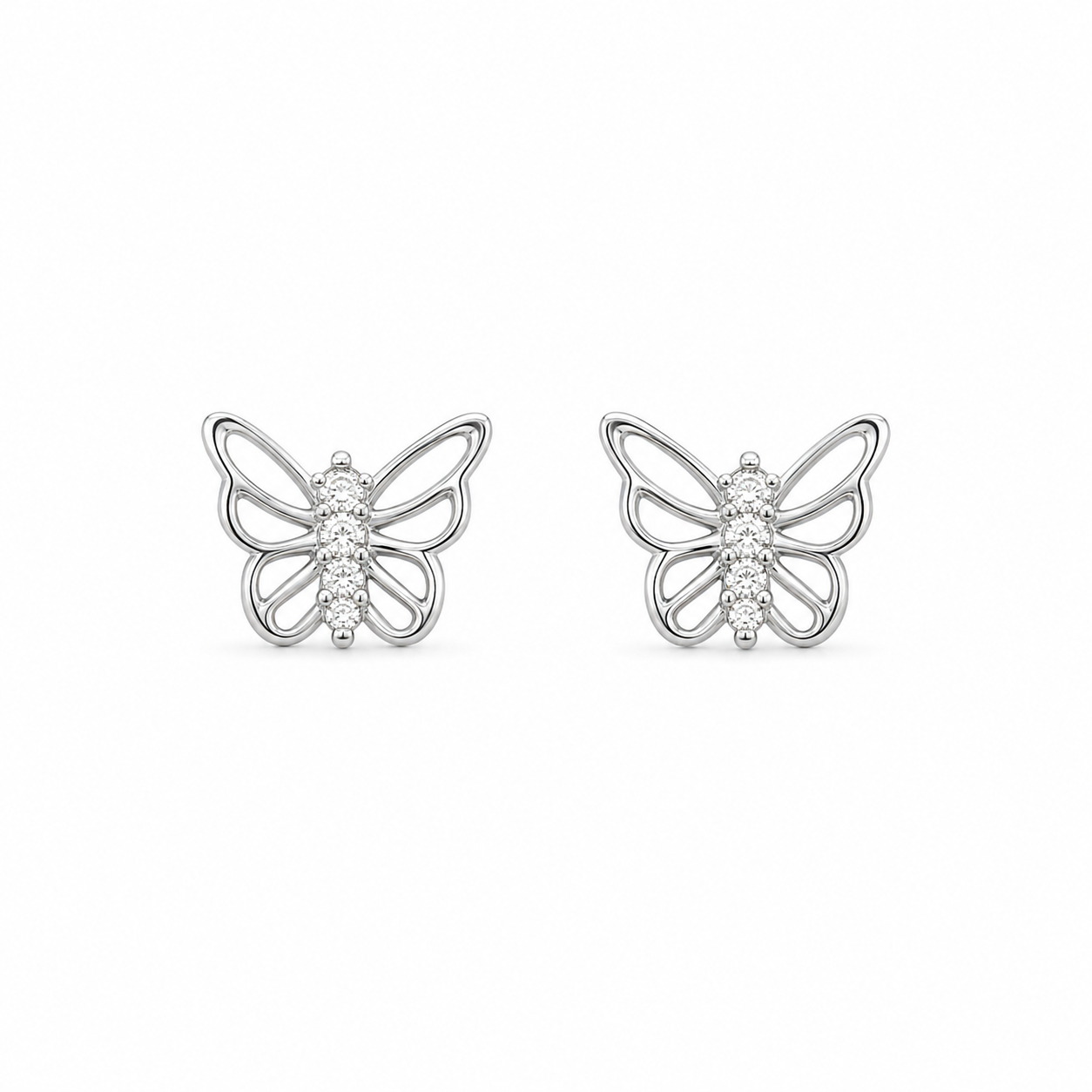 Silver Minimal Butterfly Stud Earrings