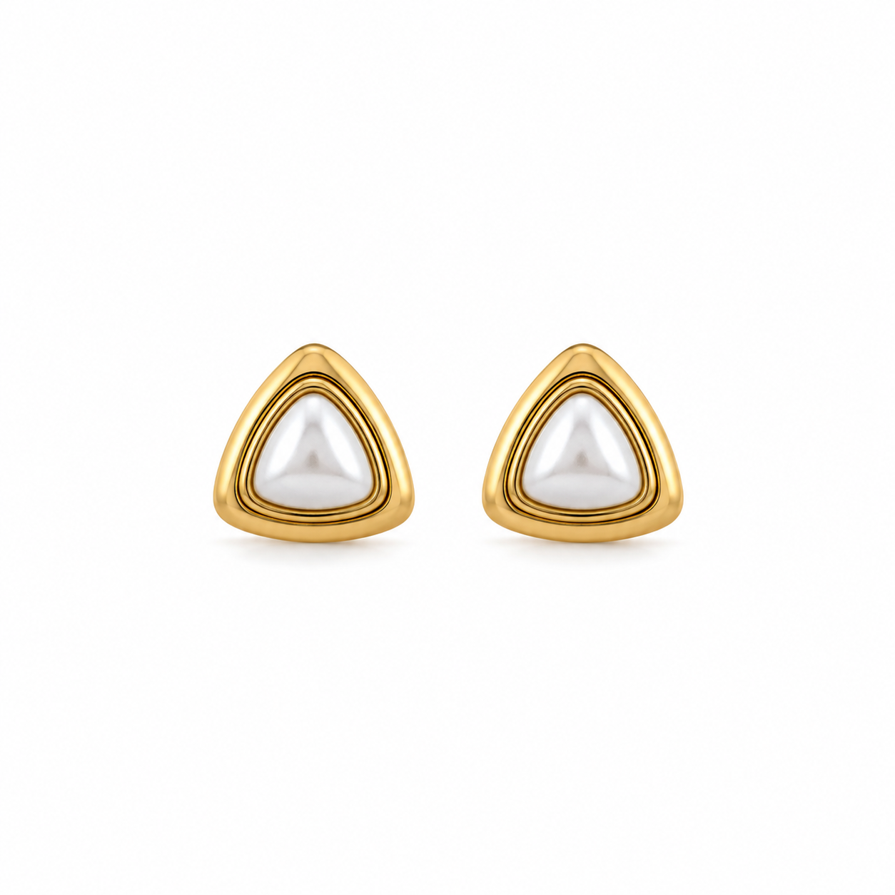 Demi Fine Nova Pearl Triangle Stud Earrings