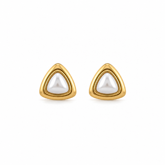 Demi Fine Nova Pearl Triangle Stud Earrings