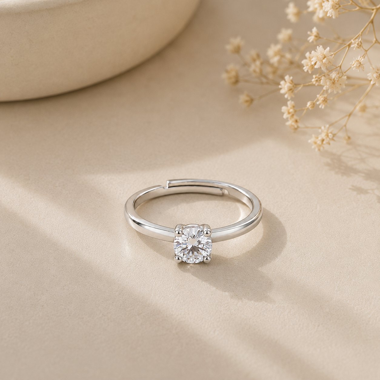 Silver Dainty Solitaire Ring