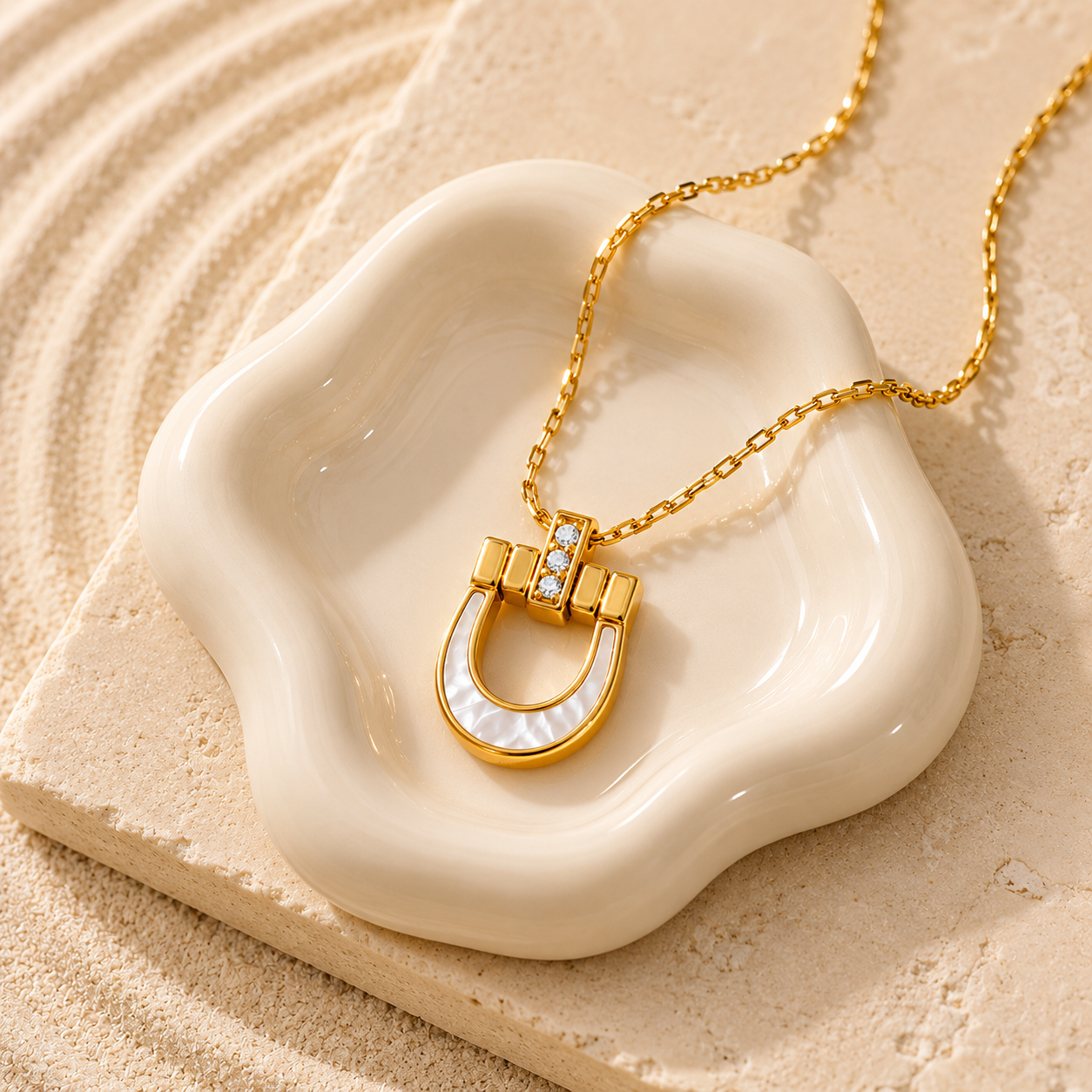 Demi Fine Mother of Pearl Horseshoe Necklace