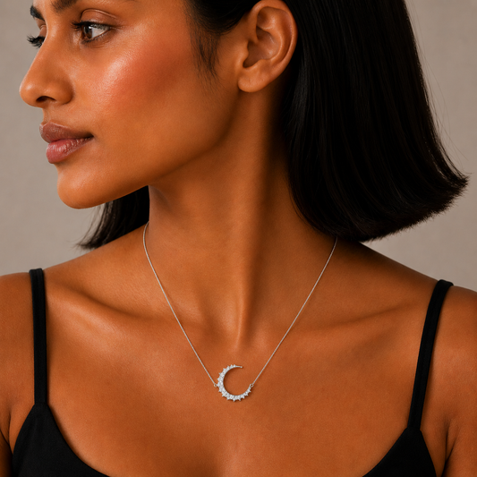 Silver Crescent Moon Necklace
