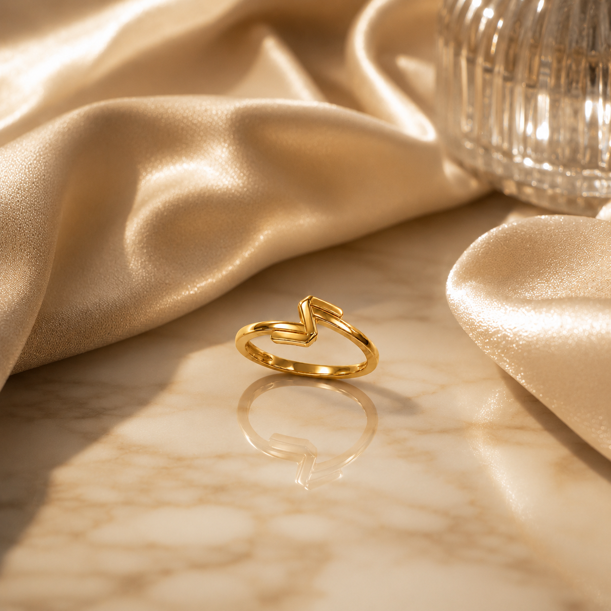9K Gold Chevron Minimal Ring (Size - 12)