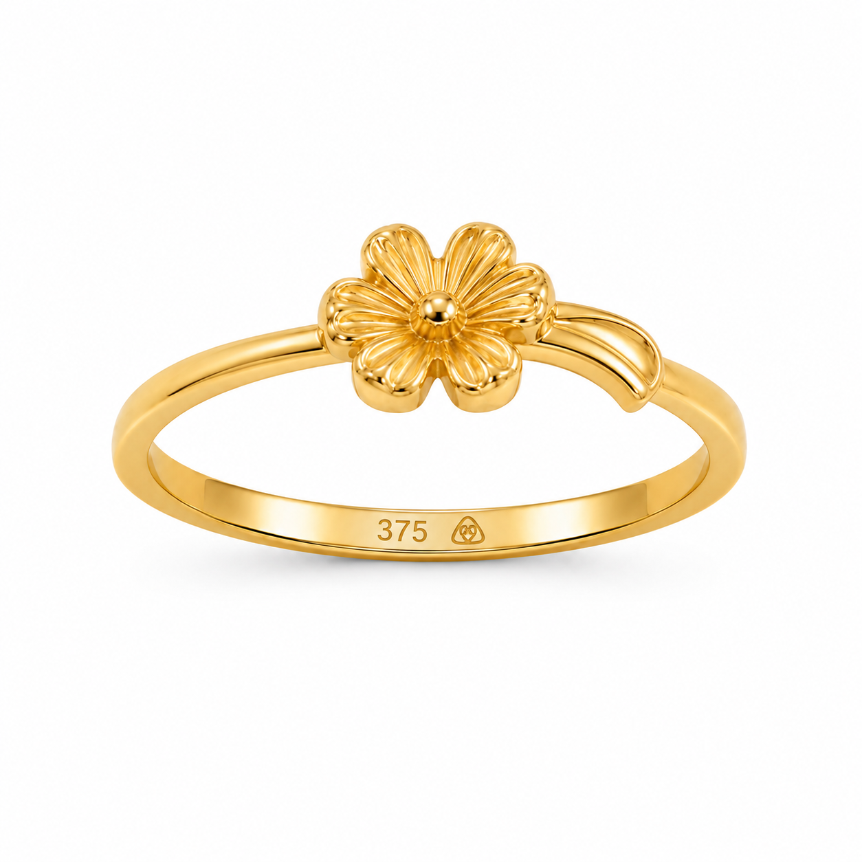 9K Gold Floral Bloom Minimal Ring (Size -12)