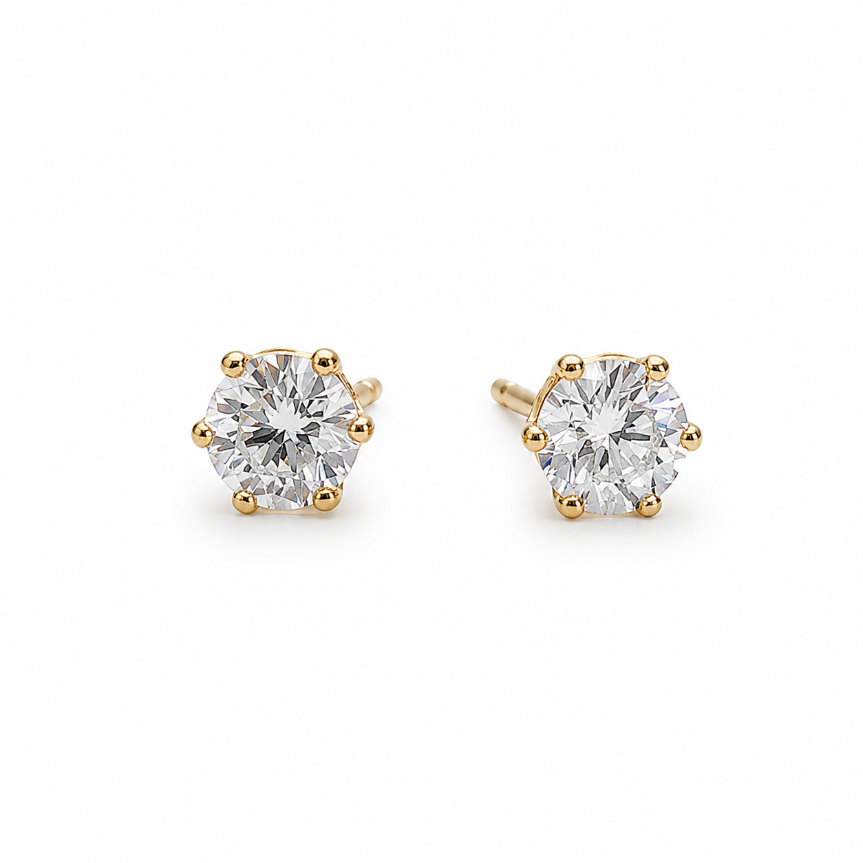 9K Gold Solitaire Stud Earrings